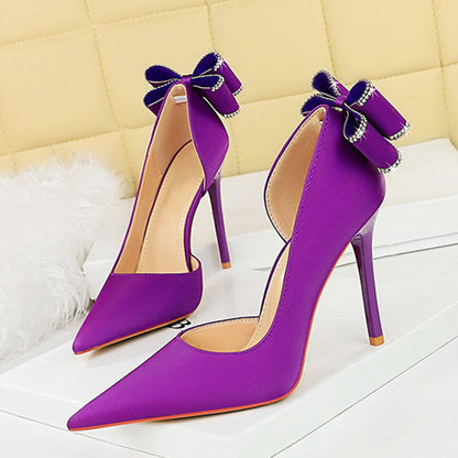 Sexy Low-cut Pointed Toe Rhinestone Stiletto Heel High Heels