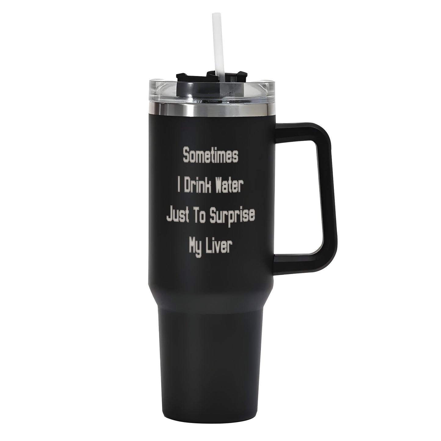 Custom Engraved 40oz Stainless Steel Tumbler with Handle and Straw - Stylish and Reusable Travel Mug for Cup Holders