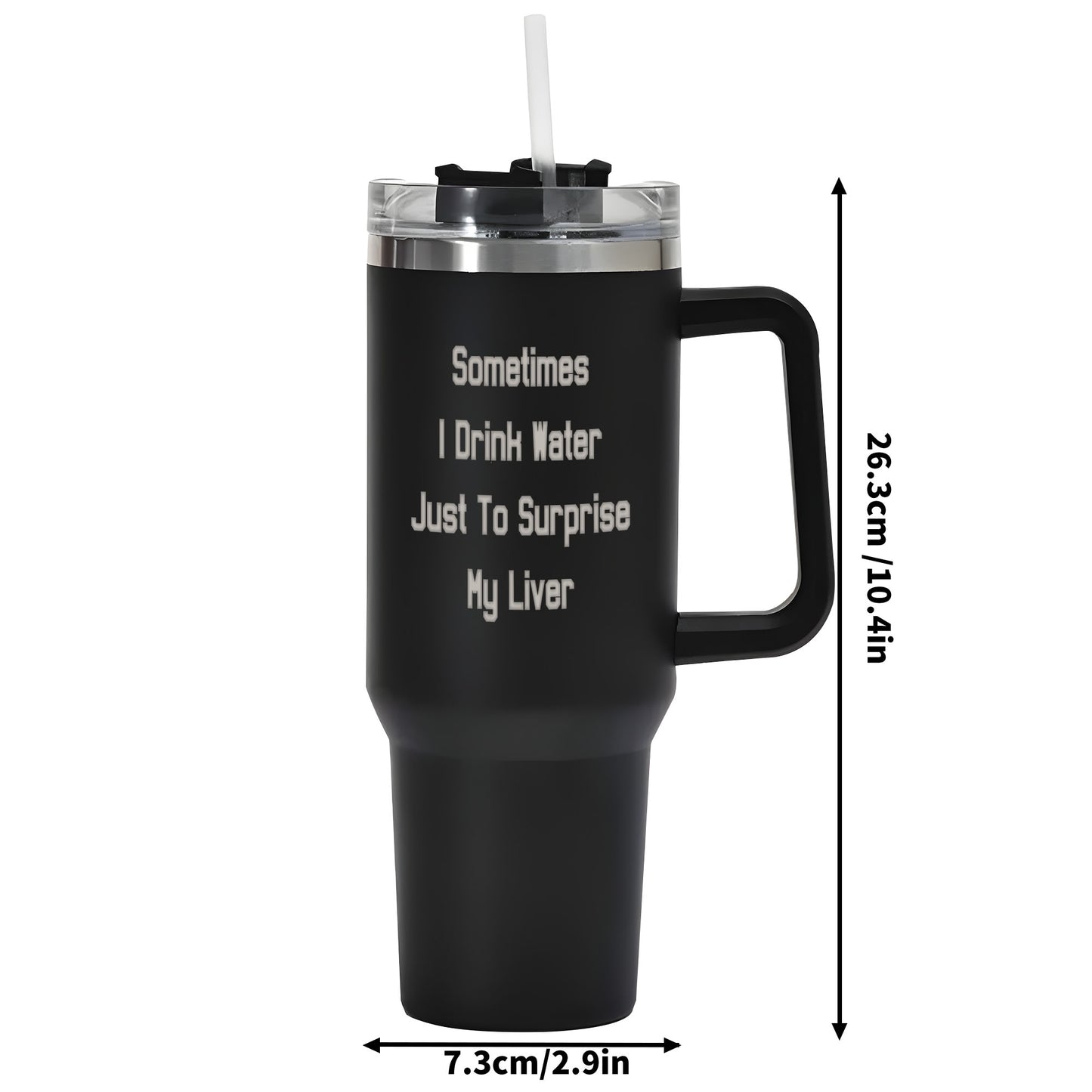 Custom Engraved 40oz Stainless Steel Tumbler with Handle and Straw - Stylish and Reusable Travel Mug for Cup Holders