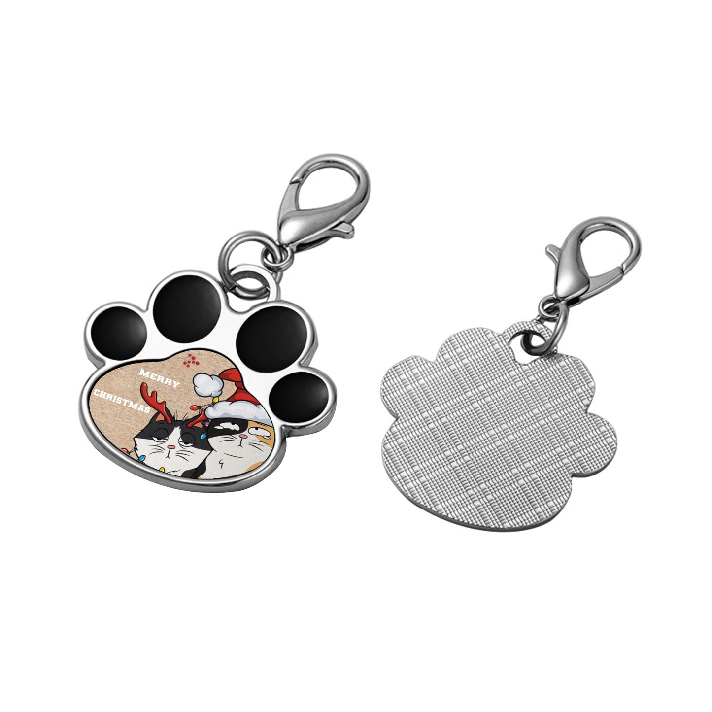 Stainless Steel Paw Shape Pet Collar Pendant for Cats and Dogs - Elegant Charm and Durability