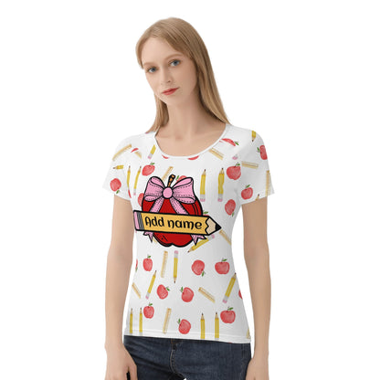 Womens Polyester-Spandex All-Over Print T-Shirt with High-Quality Non-Fading Design - Handmade