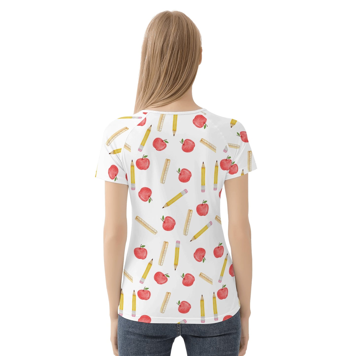 Womens Polyester-Spandex All-Over Print T-Shirt with High-Quality Non-Fading Design - Handmade