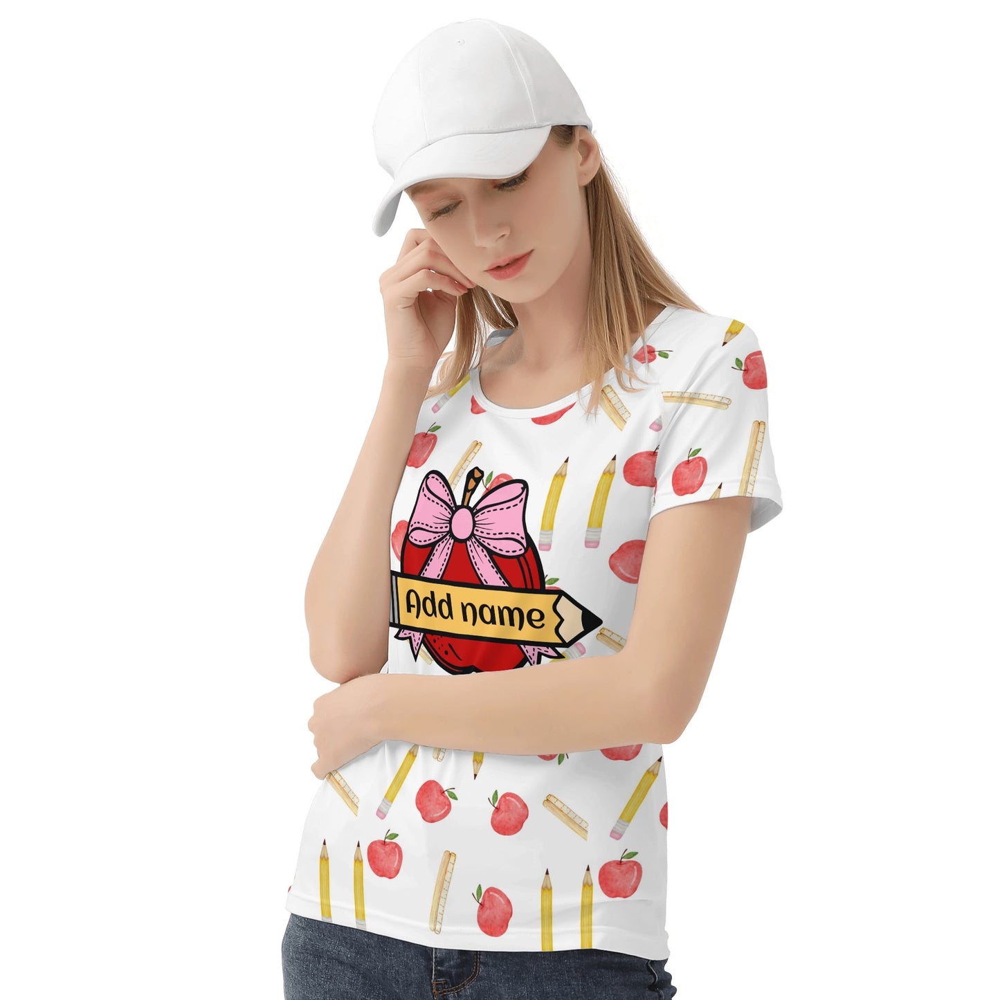 Womens Polyester-Spandex All-Over Print T-Shirt with High-Quality Non-Fading Design - Handmade