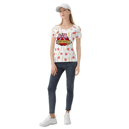 Womens Polyester-Spandex All-Over Print T-Shirt with High-Quality Non-Fading Design - Handmade