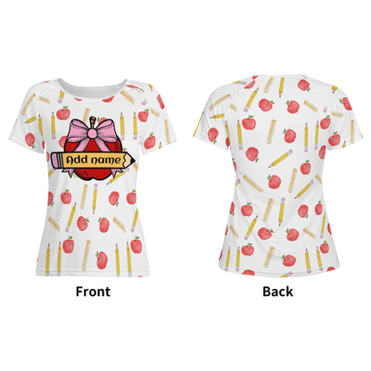 Womens Polyester-Spandex All-Over Print T-Shirt with High-Quality Non-Fading Design - Handmade