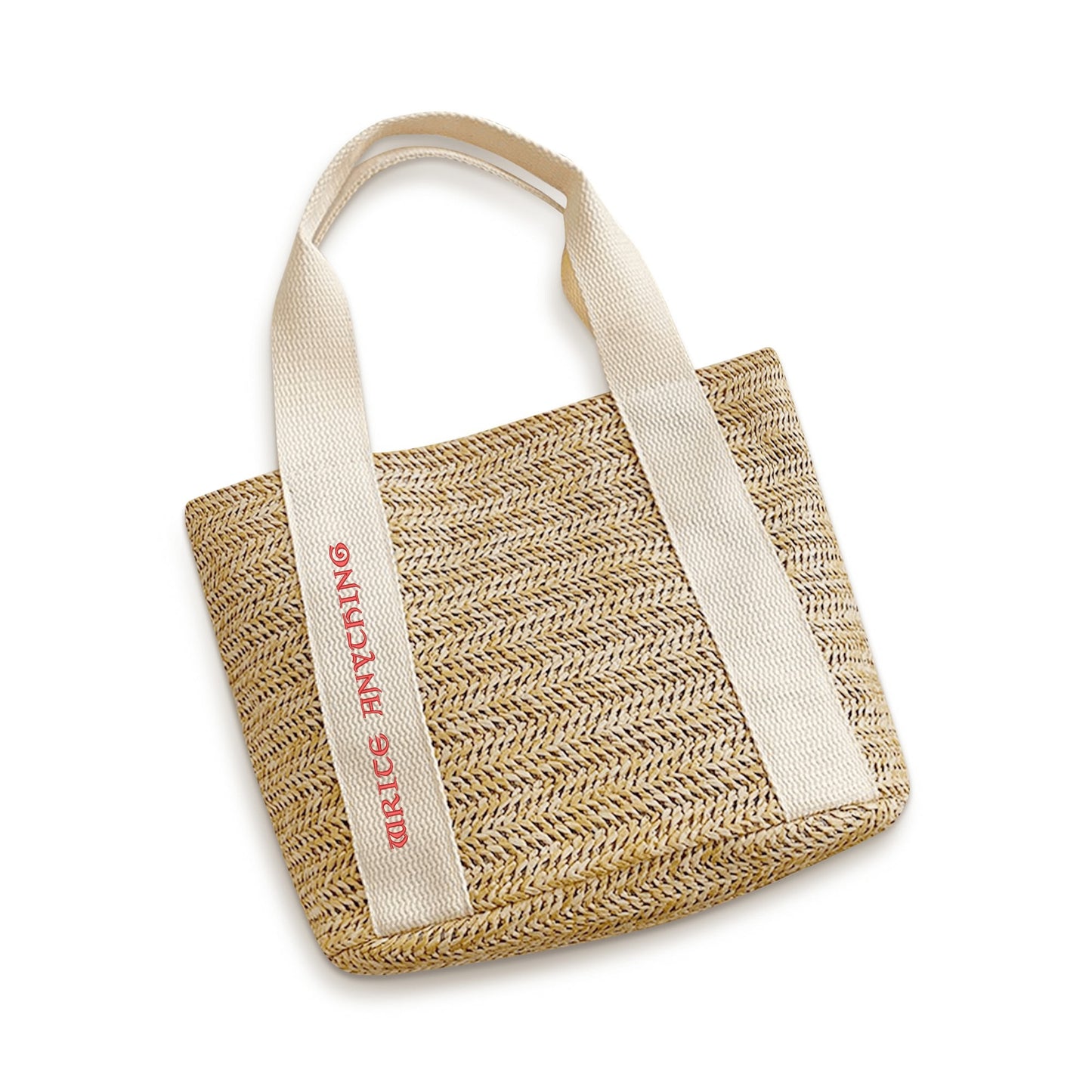 Handwoven Polyester Lined Braided Bag with Embroidered Personalized Logo - Classic & Durable Fashion Accessory