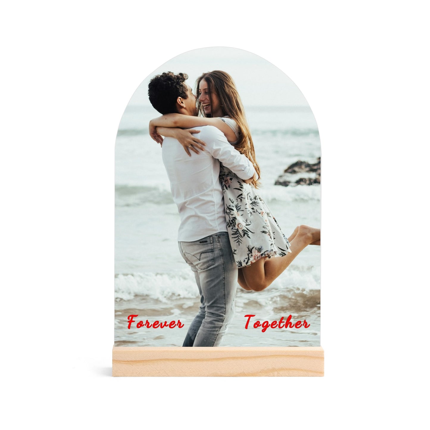 4. 7x7 Inch Personalized Arch Acrylic Sign with Wooden Stand - High-Tech Printing & Clear Pictures