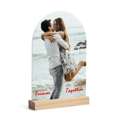 4. 7x7 Inch Personalized Arch Acrylic Sign with Wooden Stand - High-Tech Printing & Clear Pictures