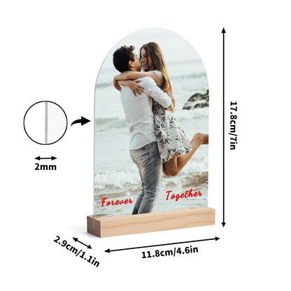 4. 7x7 Inch Personalized Arch Acrylic Sign with Wooden Stand - High-Tech Printing & Clear Pictures