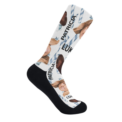 Customizable Polyester Cotton Blend Crew Socks | Reinforced Heel & Toe | Athletic Ribbed Cuff | Ideal Secret Santa Gift