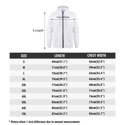 Mens All Over Print Classic Zip Up Hoodie Warm Jacket - Perfect For Casual & Winter Wear - Breathable & Comfortable - S-4XL