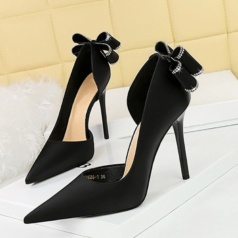 Sexy Low-cut Pointed Toe Rhinestone Stiletto Heel High Heels