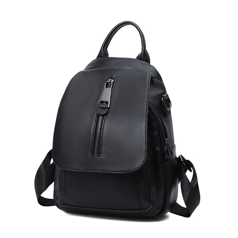 Anti-theft Backpack Ladies - Multi-compartment Leather Backpack