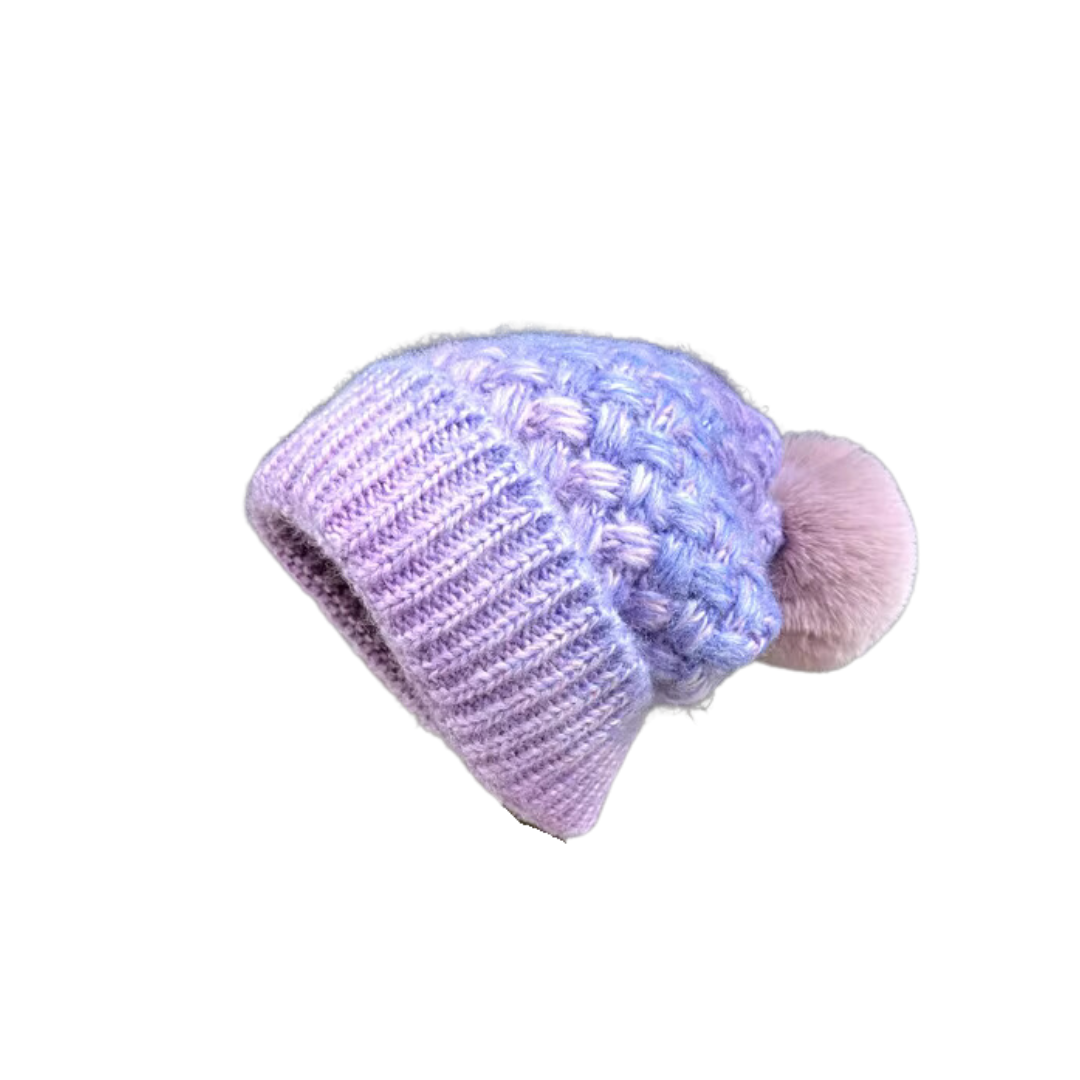 New Women hats Plush velvet Fleece Inside Beanies Winter Hats for women Warm faux Fur Pompom Hat Female Twist pattern hat