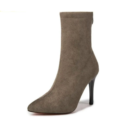 HOT Mid-barrel Boots - Elastic Boots - Pointed Toe Thin Heels For Women