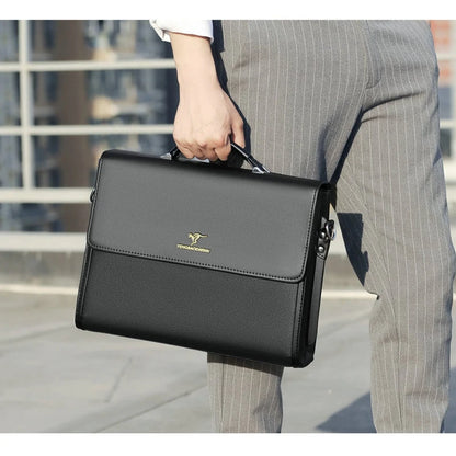 Leather Luxury Briefcases For Men - Work Business - Shoulder & Crossbody Bag