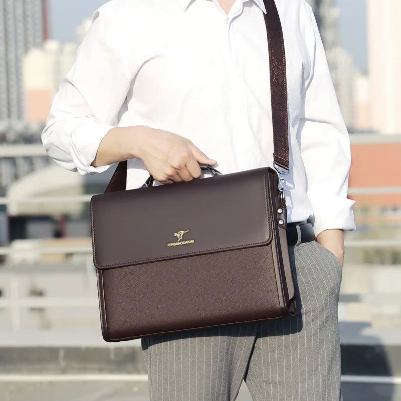 Leather Luxury Briefcases For Men - Work Business - Shoulder & Crossbody Bag