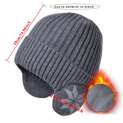 Warm Plush Knitted Snow Fashion Hat - Ear Protection Wool Caps