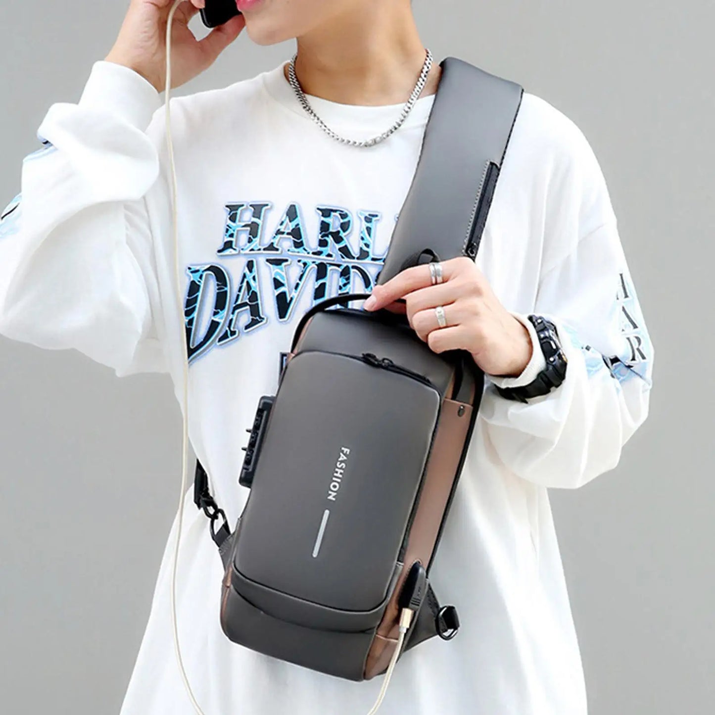 Anti Theft Chest Bag - Shoulder USB Charging Crossbody Package