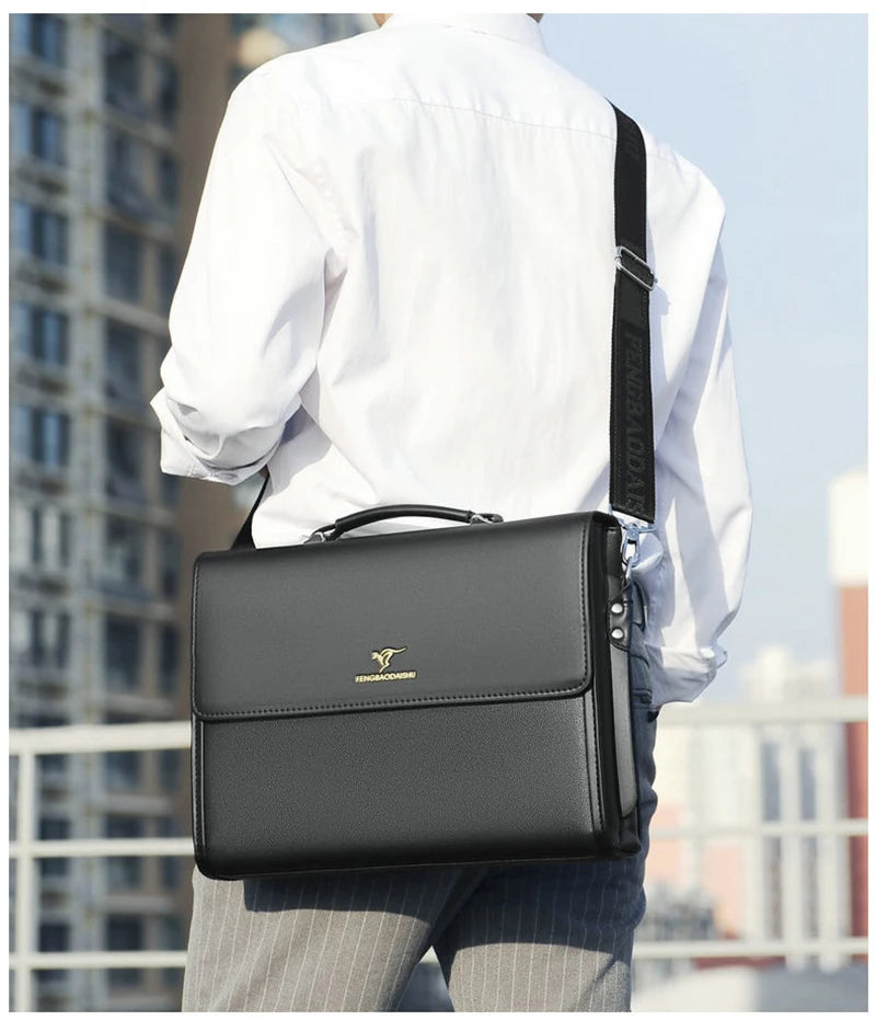 Leather Luxury Briefcases For Men - Work Business - Shoulder & Crossbody Bag