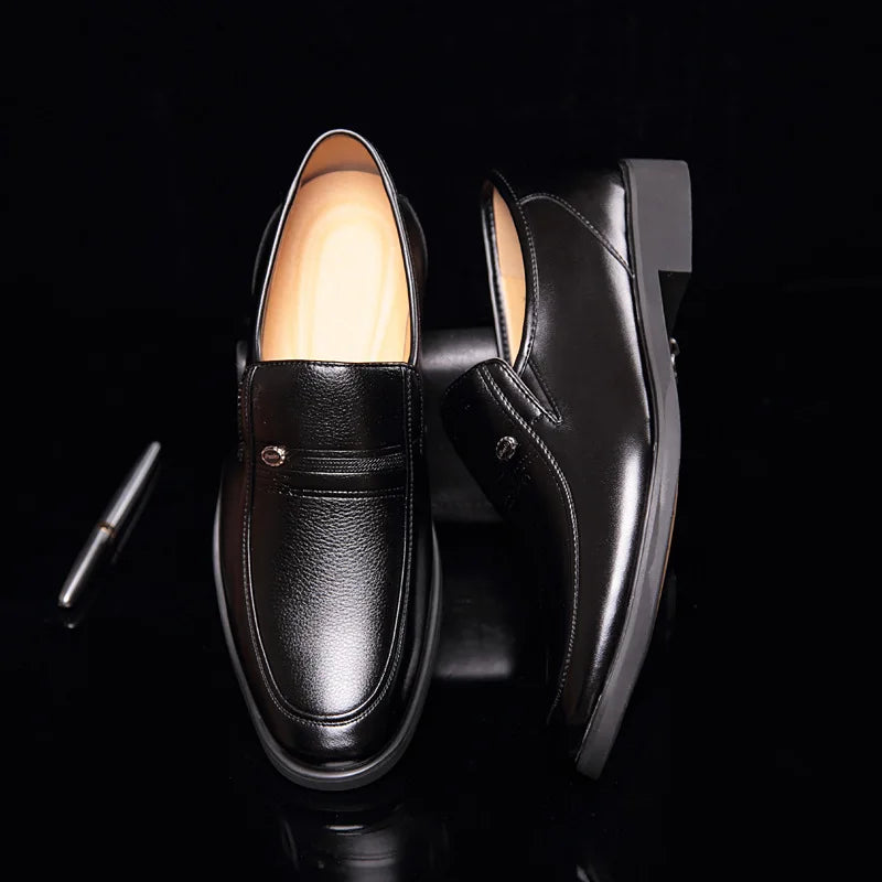 Leather Men Formal Shoes - Men's Loafers - Breathable Slip