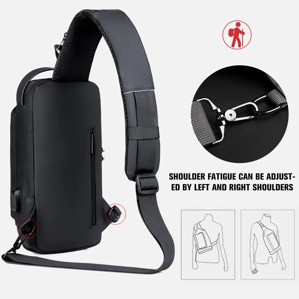 Anti Theft Chest Bag - Shoulder USB Charging Crossbody Package