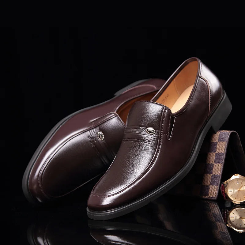 Leather Men Formal Shoes - Men's Loafers - Breathable Slip