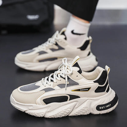 Thick Sole Versatile Clunky Sneaker - New Trend Mesh Lace Up - Breathable Casual Sports Shoes - Increased Soft Soles