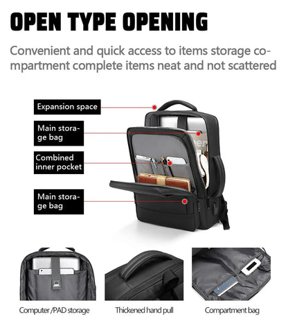 Business Bag - Travel Backpack - Waterproof Classic Backpack - USB Charging