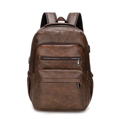 USB Charging Backpack Men - PU Leather - Large laptop backpack