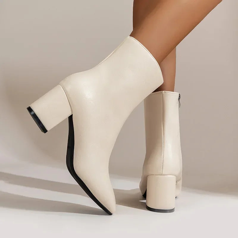 Ankle Boots for Women - Side Zipper - Fashion Pointed Shoes