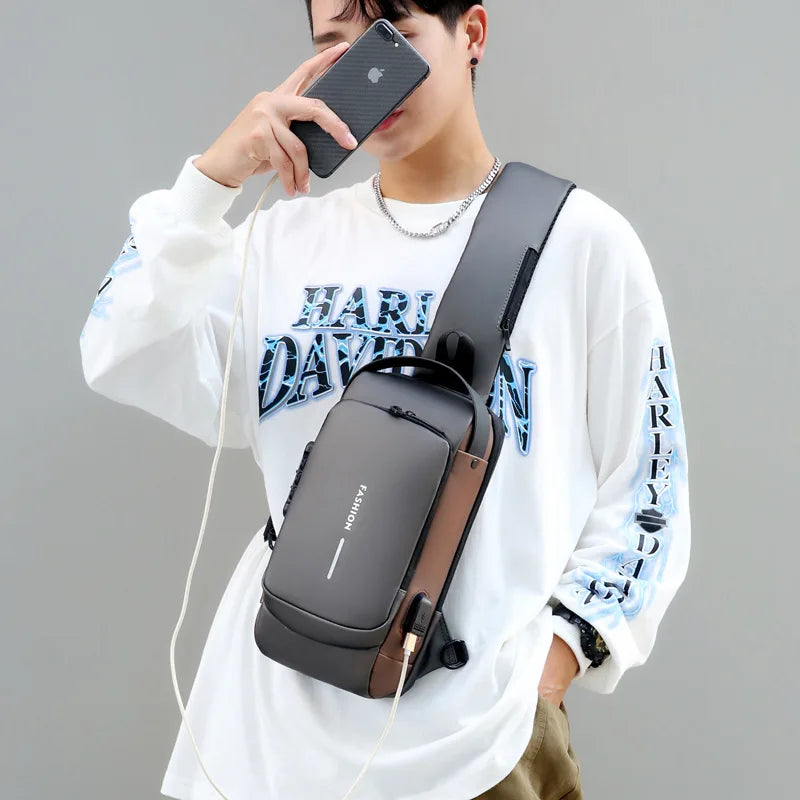 Anti Theft Chest Bag - Shoulder USB Charging Crossbody Package