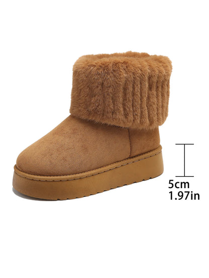 Winter Women Short Plush Warm Snow Boots Casual Shoes  New Suede Fur Chelsea Ankle Boots Flats Platform Ladies Shoes Botas