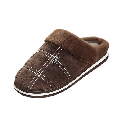 Men Home Slippers - Plaid Memory Foam - Indoor Shoes - Warm Soft Non-Slip Slippers