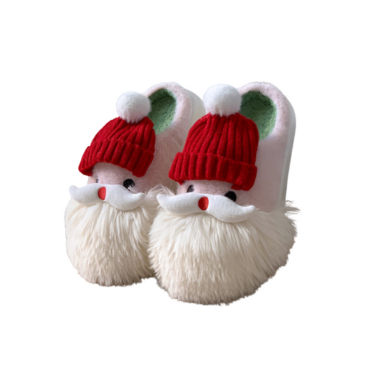 Cute Christmas Santa Claus Home Slippers Winter Warm Indoor Non-slip Floor Plush Shoes For Women