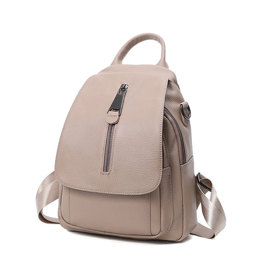 Anti-theft Backpack Ladies - Multi-compartment Leather Backpack