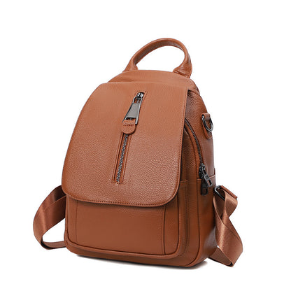 Anti-theft Backpack Ladies - Multi-compartment Leather Backpack