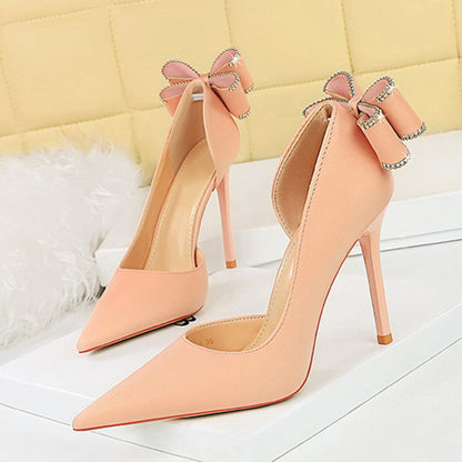 Sexy Low-cut Pointed Toe Rhinestone Stiletto Heel High Heels